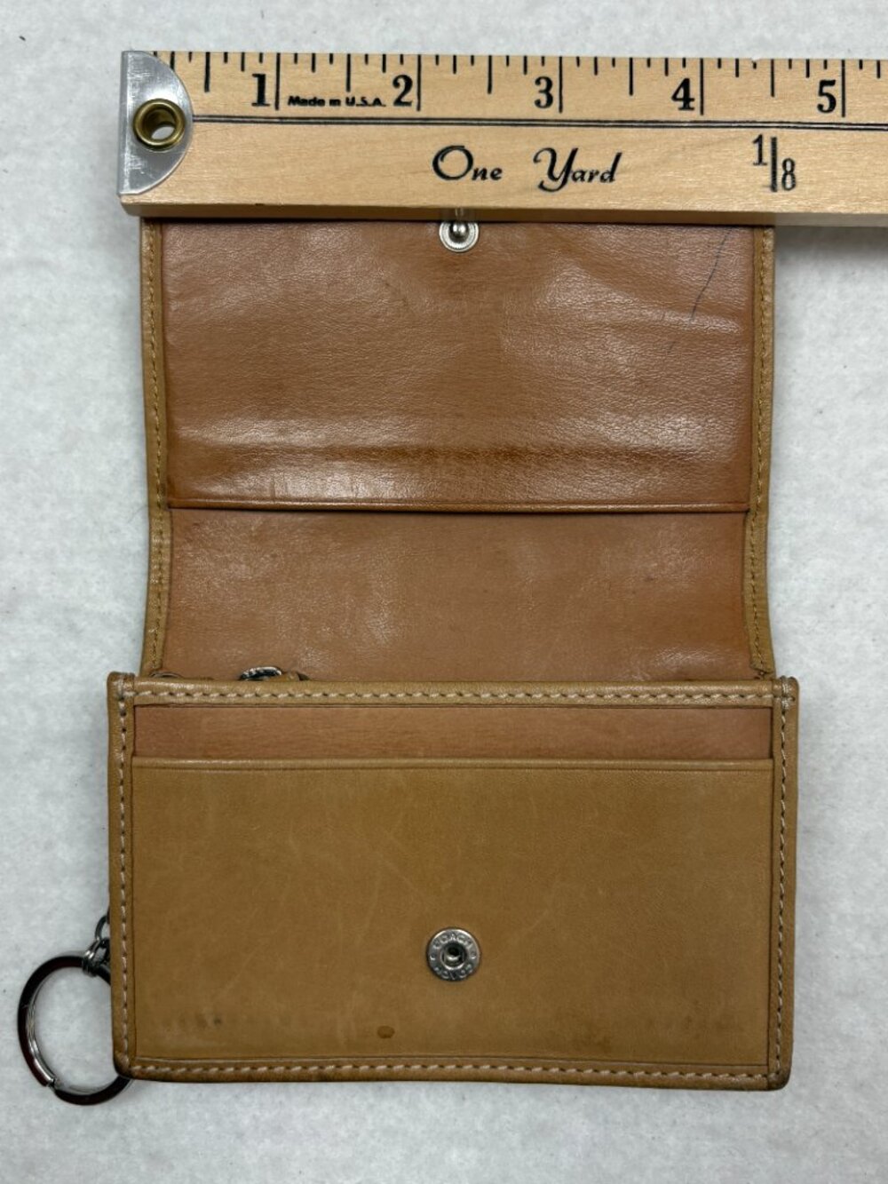 Vintage Coach Tan Leather Keyring Wallet Foldover Preppy Quiet Luxury Heritage - Picture 3 of 11